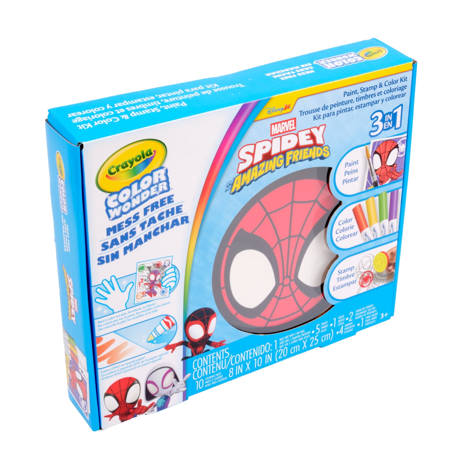Crayola Color Wonder 3-in-1 Spidey & His Amazing Friends Kit, Spiderman Mess Free Coloring Set, Travel Activity, Gift for Toddlers, Ages 3+