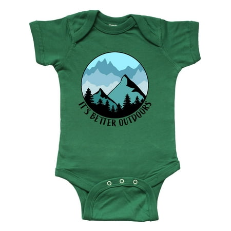 

Inktastic It s Better Outdoors Mountains in Blue Gift Baby Boy or Baby Girl Bodysuit