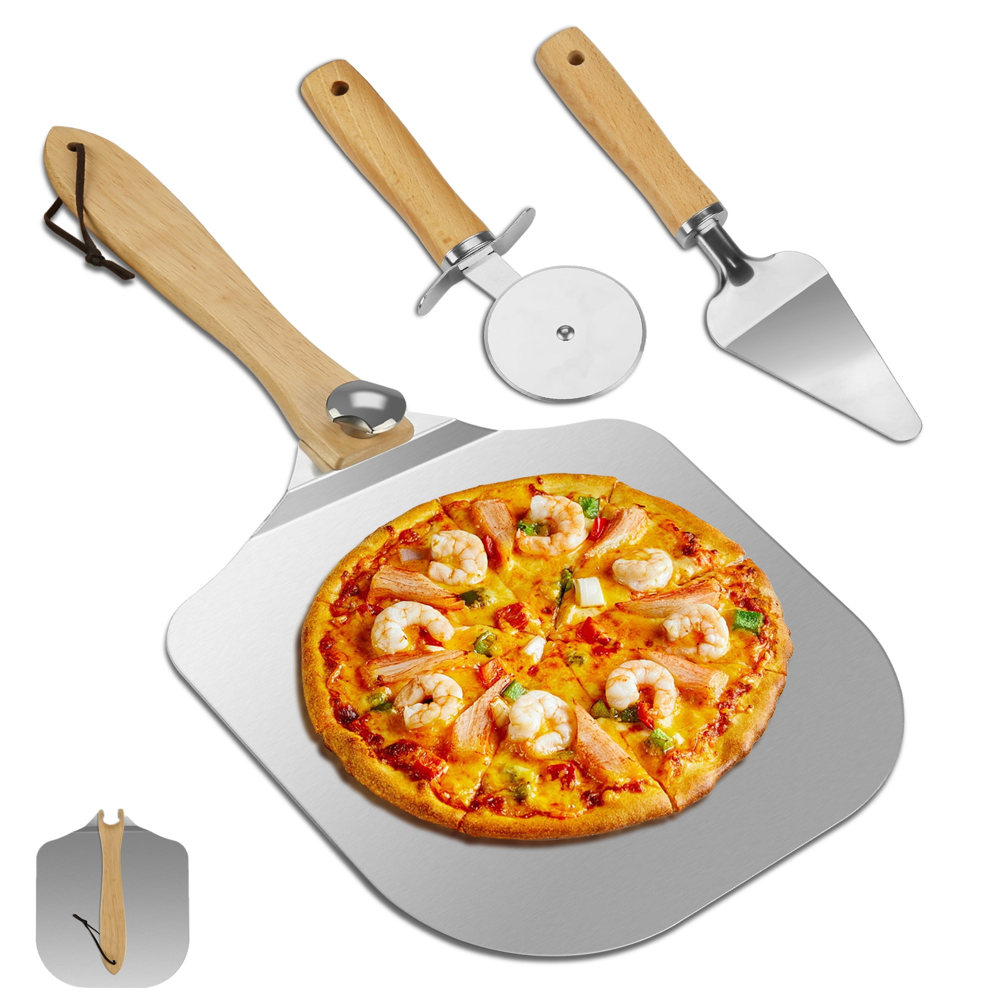 Pizza Peel Wood Large Pizza Paddle Ideal for for Baking Homemade Pizza Bread 3pcs Pizza Spatula for Oven or Grill 