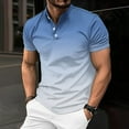 thumbnail image 2 of WREESH Men's Gradient Sport Top Buttoned Short Sleeve Shirt with Gradient Design for The Sporty and Stylish Light Blue, 2 of 6
