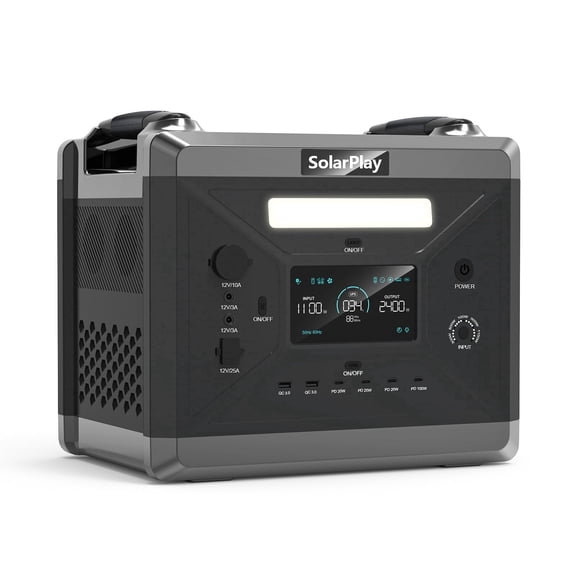 Solarplay 2400W Solar Generator 2160Wh with 120V AC,100W PD Fast Charge, LiFePO4 Power Station for Camping,Rv,Home Emergency (No Solar Panel) 