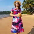 thumbnail image 3 of Lsque Mario Print Women's Casual Dress T-Shirt Summer Short Sleeve Scoop Neck Swing Dresses, 3 of 7