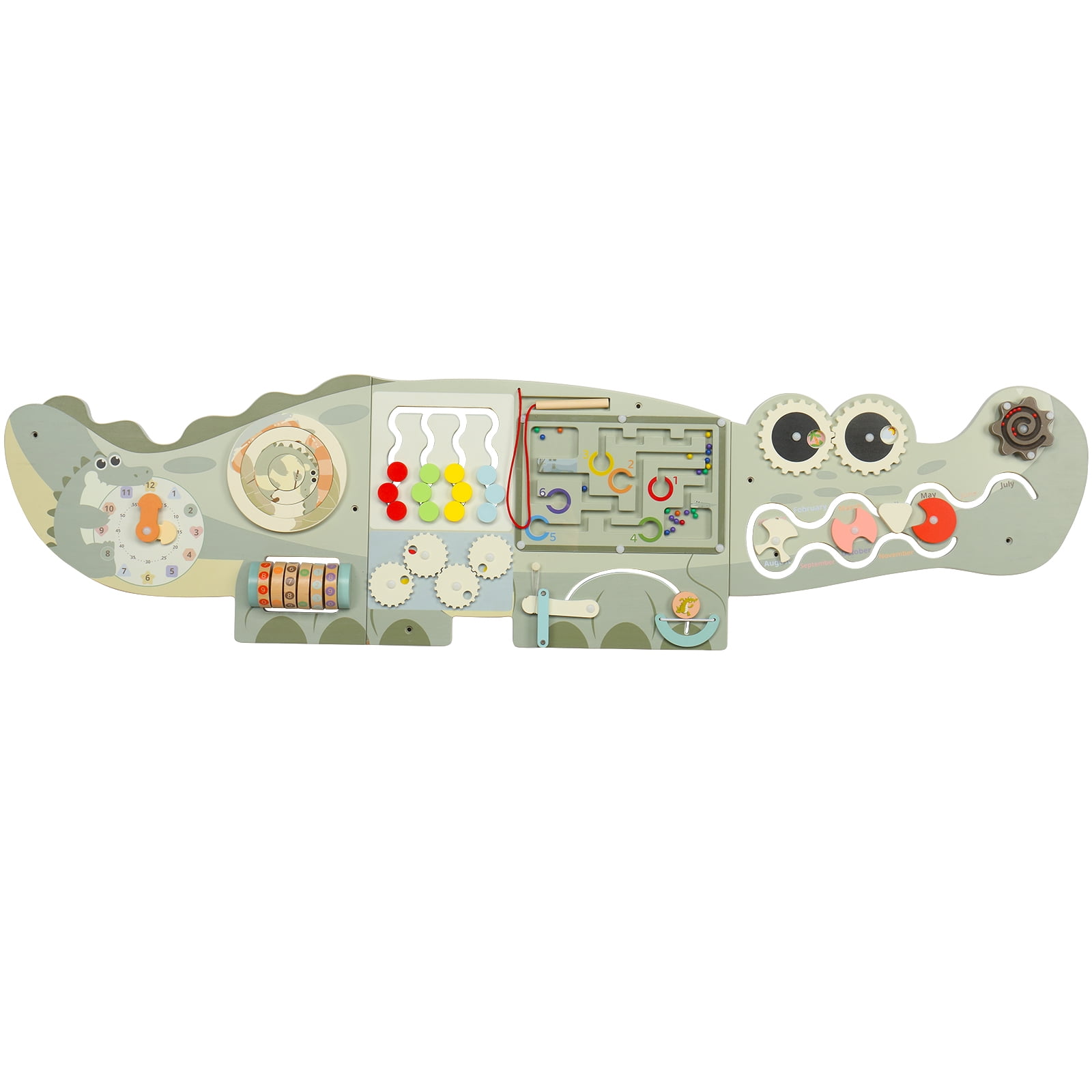 Ktaxon Crocodile Activity Wall Busy Board Panels, 10-in-1