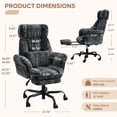 thumbnail image 3 of Bestier Big and Tall Executive Office Chair with Massage and Footrest Ergonomic Computer Desk Chair Reclining High Back Plush Velvet Swivel Chair with Lumbar Back Support, Charcoal Gray, 3 of 12