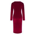 thumbnail image 7 of Zedker Velvet Party Dress for Women Long Sleeve V Neck Bodycon Wedding Guest Dresses for Women Plus Size Red L, 7 of 7