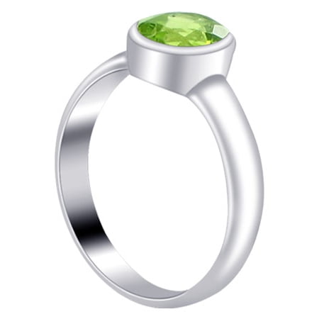 Gemstone Oval Ring - Gem Avenue Sterling Silver Polished Finish Oval Peridot Gemstone Ring