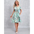 thumbnail image 4 of HKEDES Women Summer Midi Dress, V-Neck, Short Sleeve, Multiple Colors, 4 of 10