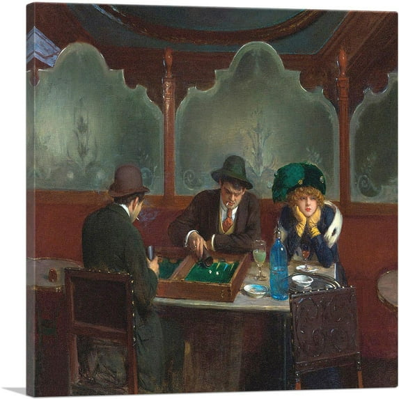 ARTCANVAS Players by Jacquet Backgammon Canvas Art Print by Jean Beraud - Size: 36" x 36" (0.75" Deep)