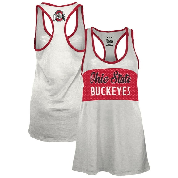 Women's Pressbox White/Scarlet Ohio State Buckeyes Tracy Racerback Burnout Tank Top