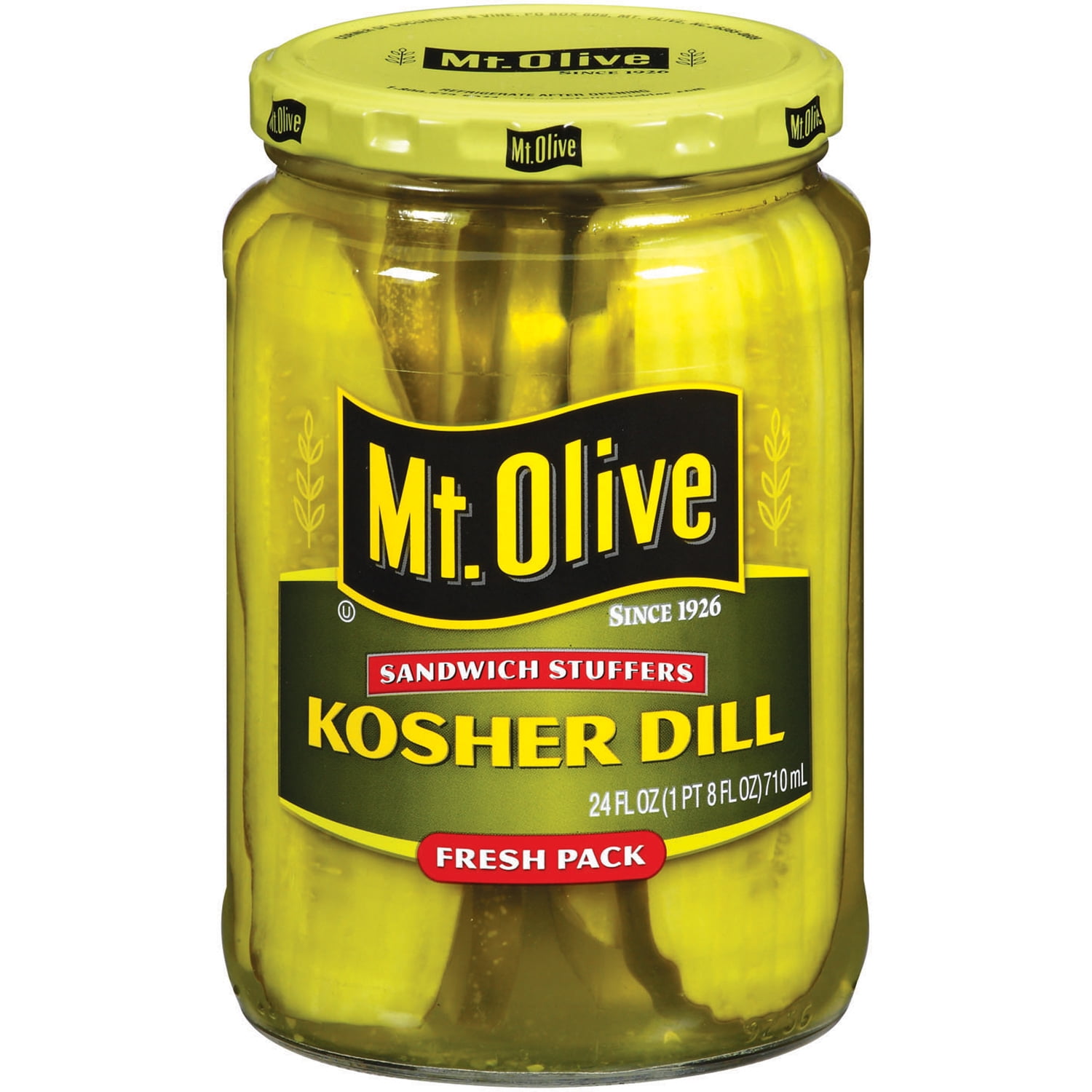 Mt. Olive Kosher Dill Sandwich Stuffers Fresh Pack Pickles 24 fl. oz. Jar by Cucumber & Vine