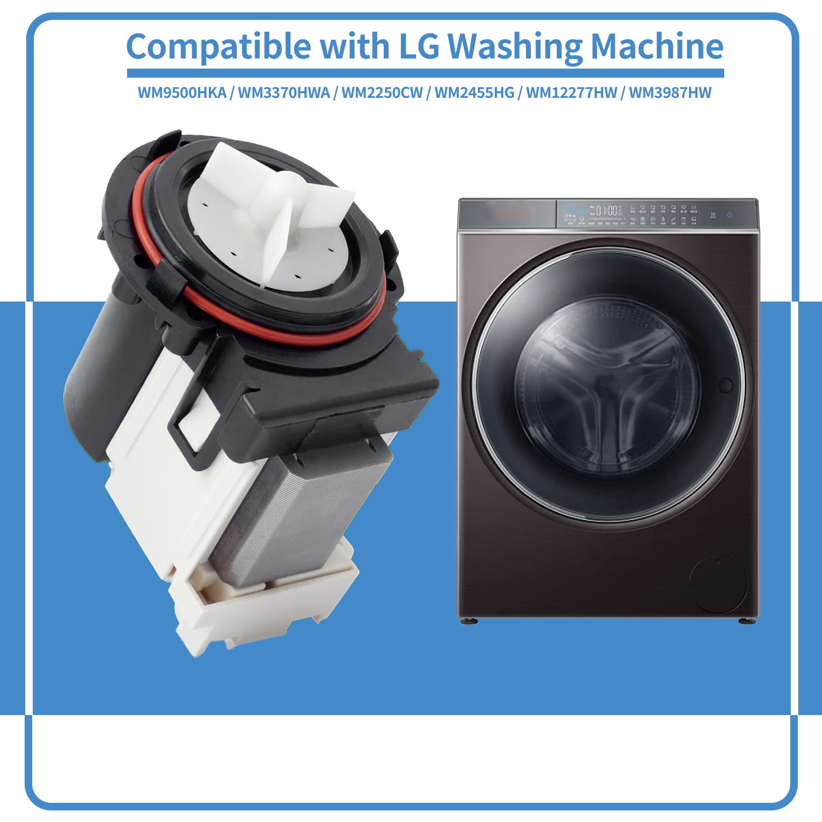 WM9500HKA Washer Drain Pump Fit for LG Washers WM3370HWA WM2250CW WM2455HG WM2277HW WM3987HW