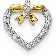 Avariah Gold 14k White w/Yellow Rhod Polished 1/10ct. Diamond Heart w/Bow Chain Slide Natural Diamonds