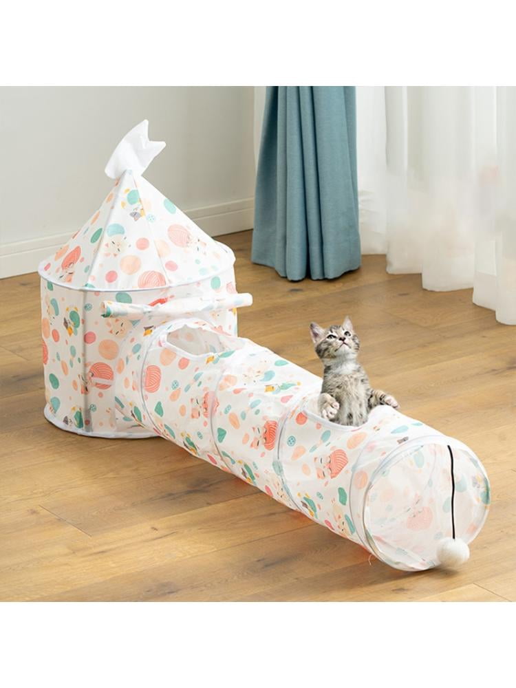 Yiran Lucky Cat Patchwork Tunnel Tent, Pet Toy, 1Pc, Self-Happy Play