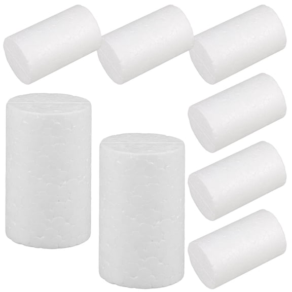 CTIRCHIU Pack of 10 White Foam Cylinders for Crafting, Projects, Indoor Decoration, and Bases, Cylindrical Shapes
