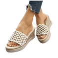 thumbnail image 1 of Women's Open Toe Mesh Platform Mules Slip On Breathable Beach Sandals Non Slip Walking Wedge Slides Shoes White Size 7.5, 1 of 8