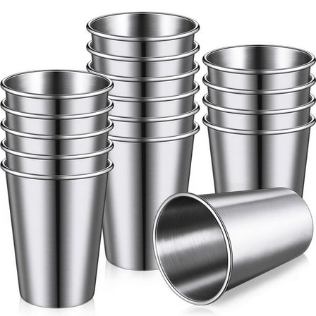 16 Pack Stainless Steel Tumbler Cups - ,Unbreakable for Camping,Travel,and Outdoor Use (12 Oz/350 Ml)