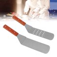 thumbnail image 2 of Juego de espátulas para parrilla de acero inoxidable con mango de madera, resistentes al calor, duraderas y fáciles de limpiar, perfectas para barbacoas y cocinas, estilos redondos,, 2 of 8