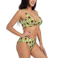thumbnail image 2 of Kdxio Avocado Print Women's 2 Piece High Waisted Wrap Spaghetti Strap Summer Swimsuit Bikini Set-, 2 of 7