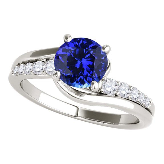Aonejewelry 1.15 Ct. Halo Tanzanite and Diamond Engagement Ring Crafted In 14k Solid White Gold