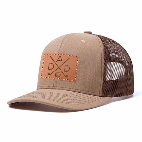 DAD Golf Leather Patch Embroidered Color Block Trucker Hat Unisex Adjustable Cotton Breathable Fashion Cap for Travel Daily Wear