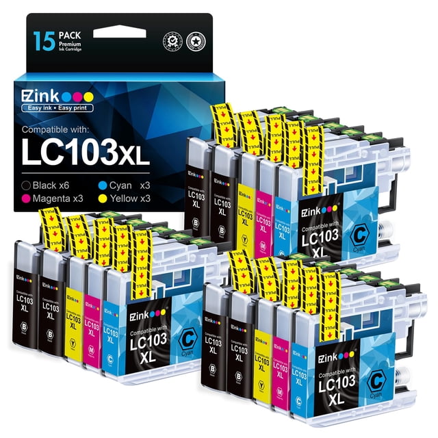 Cartucho de tinta compatible E-Z Ink Pro LC103XL, paquete de 15