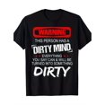 thumbnail image 1 of [Camiseta con estampado gráfico refrescante] Camiseta de moda para hombre con estampado gráfico súper suave y refrescante - Estampado de letras "WARNING DIRTY MIND" - Algodón puro, mangas cortas, cuel, 1 of 5