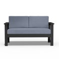 thumbnail image 5 of Outdoor Patio Furniture Set, 2-Seater HDPE Loveseat Sofa, Weather-Resistant Outdoor Furniture,Black Frame with Gray Cushions, 5 of 6