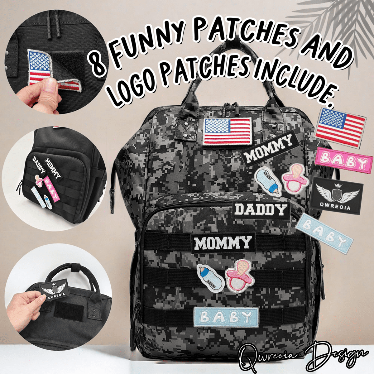 Camo Diaper Bag Backpack for Dad and Mom with USB Charging Port Stroller Straps and Insulated Pocket,army military Travel Nappy Backpack (camo)
