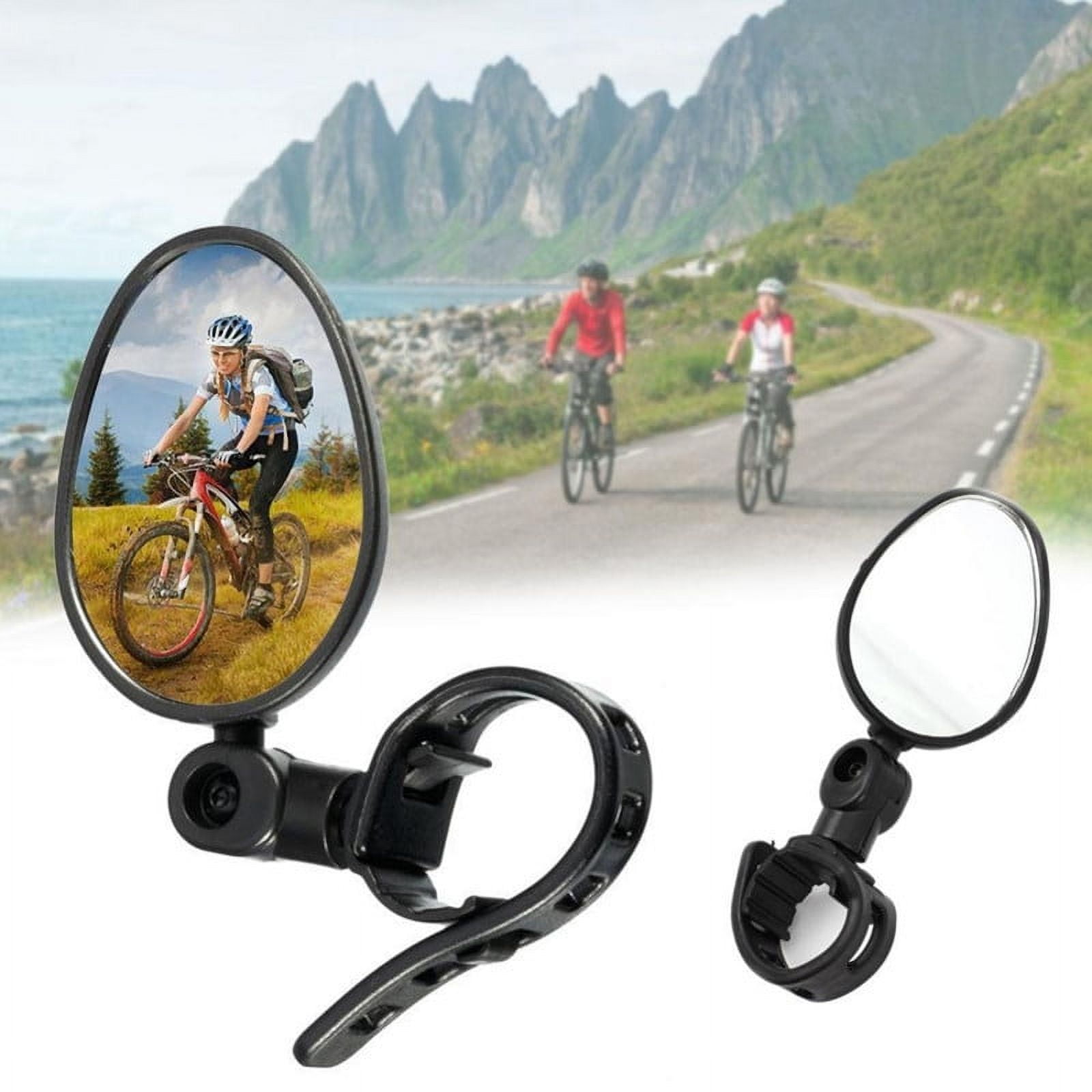 2 Pack Bicycle Mirrors Universal Mini 360 Rotaty Rear View Camera Handlebar Glass Mirrors for Bike Bicycle Ebike Scooter Left and Right Handlebar Side Mirror Bicycle Rearview Mirror