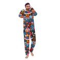 thumbnail image 3 of Odeerbi Christmas Onesie Pajamas for Family Holiday Sleep Jumpsuit Long Sleeve Family Christmas Pajamas Matching Sets Dad Fashion Printed Hooded Jumpsuit Sleepwear PJs Set Blue, 3 of 5