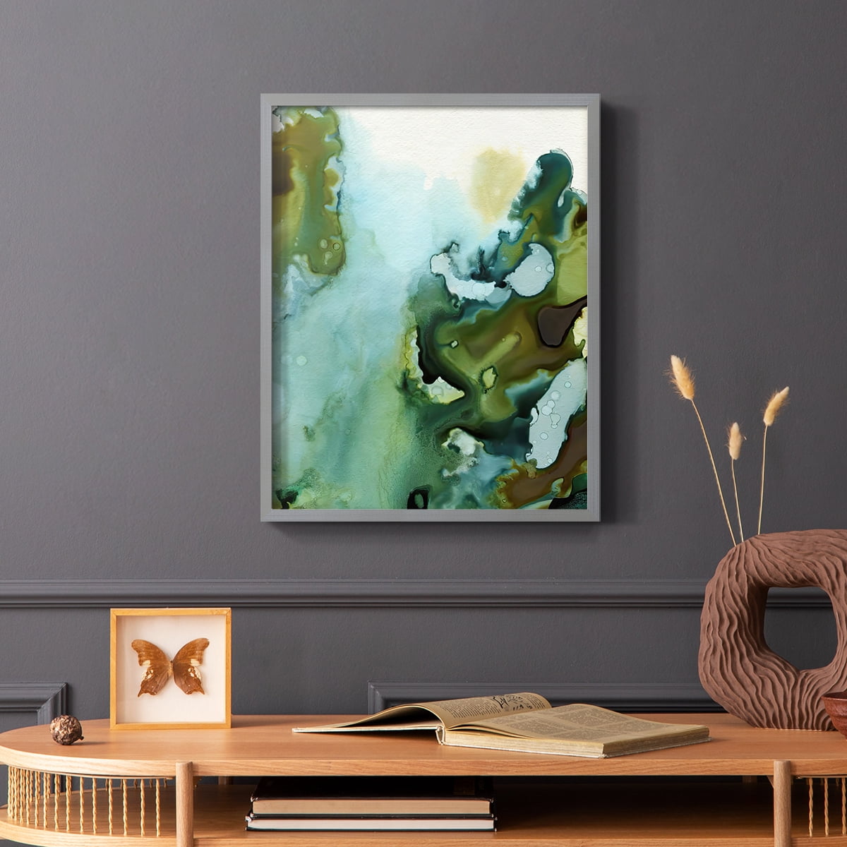 Water and Earth I Framed Print in Gray Solid Wood 22 x 28 Framed Print