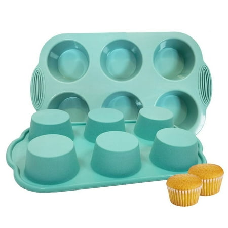

Wedding Supplies Cupcake Ice Cube Handmade Baking Muffin Cup Silicone Mold Muffin Cup Cake 6 Cavity CYAN