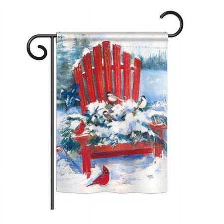 Breeze Decor BD-WT-G-114193-IP-BO-DS02-US 13 x 18.5 in. Red Chair in Winter Winter - Seasonal Winter Wonderland Impressions  Decorative Vertical Garden Flag