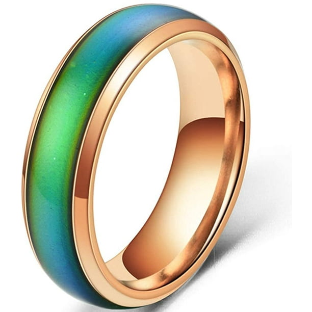 Anillo de estado de ánimo de banda de boda que cambia de color sensible a la temperatura de acero inoxidable de 4 mm Namotu CZMR-YX247-29