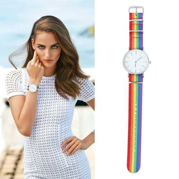 Masteelf Rainbow Designed Watch for Women Stainless Steel Alloy Fashion Quartz Watch Multi Color Suitable for Any Occasions