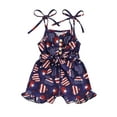 thumbnail image 2 of Kid Girls Jumpsuit, Tie-up Spaghetti Straps Stars Print Romper 4th of July Clothes with Belt, 2 of 10