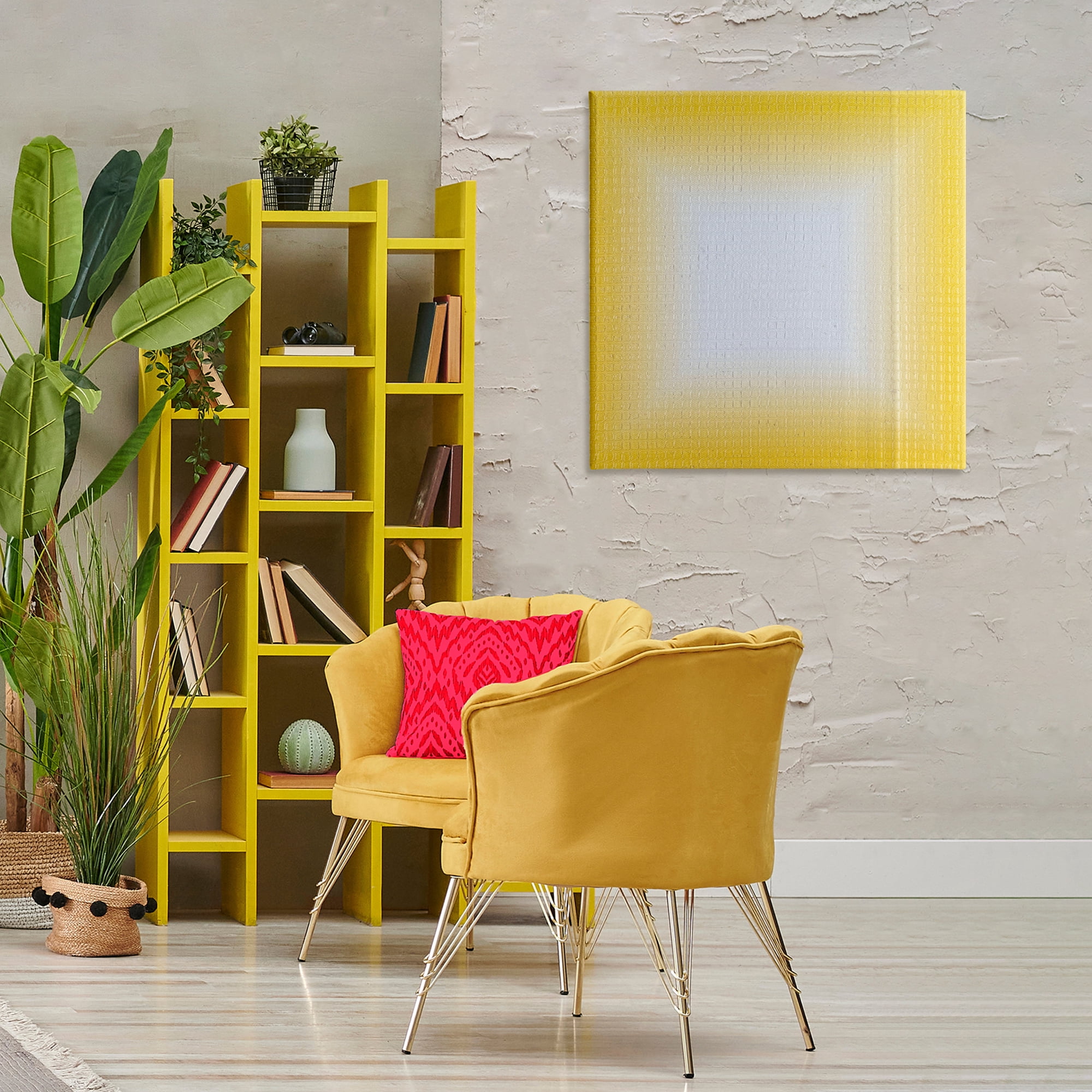 Stupell Industries Yellow Ombre Fade Abstract Painting Wrapped Canvas Art Print Wall Art, 30 x 30