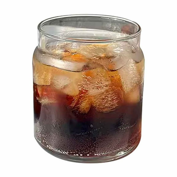Glass Cups with Lids, Can Shape Drinking Glasses Ice Coffee Bottle Glasses Fruit Juice Cup Water Glass Great for Soda Cocktail Beer Whiskey (500ml)