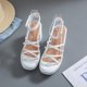 thumbnail image 2 of Verano 2023 sandalias de mujer punta abierta tacones altos plataforma zapatos de mujer moda blanco negro mujer tacones gruesos mujer Sandals35 Gao Jinjia LED, 2 of 2