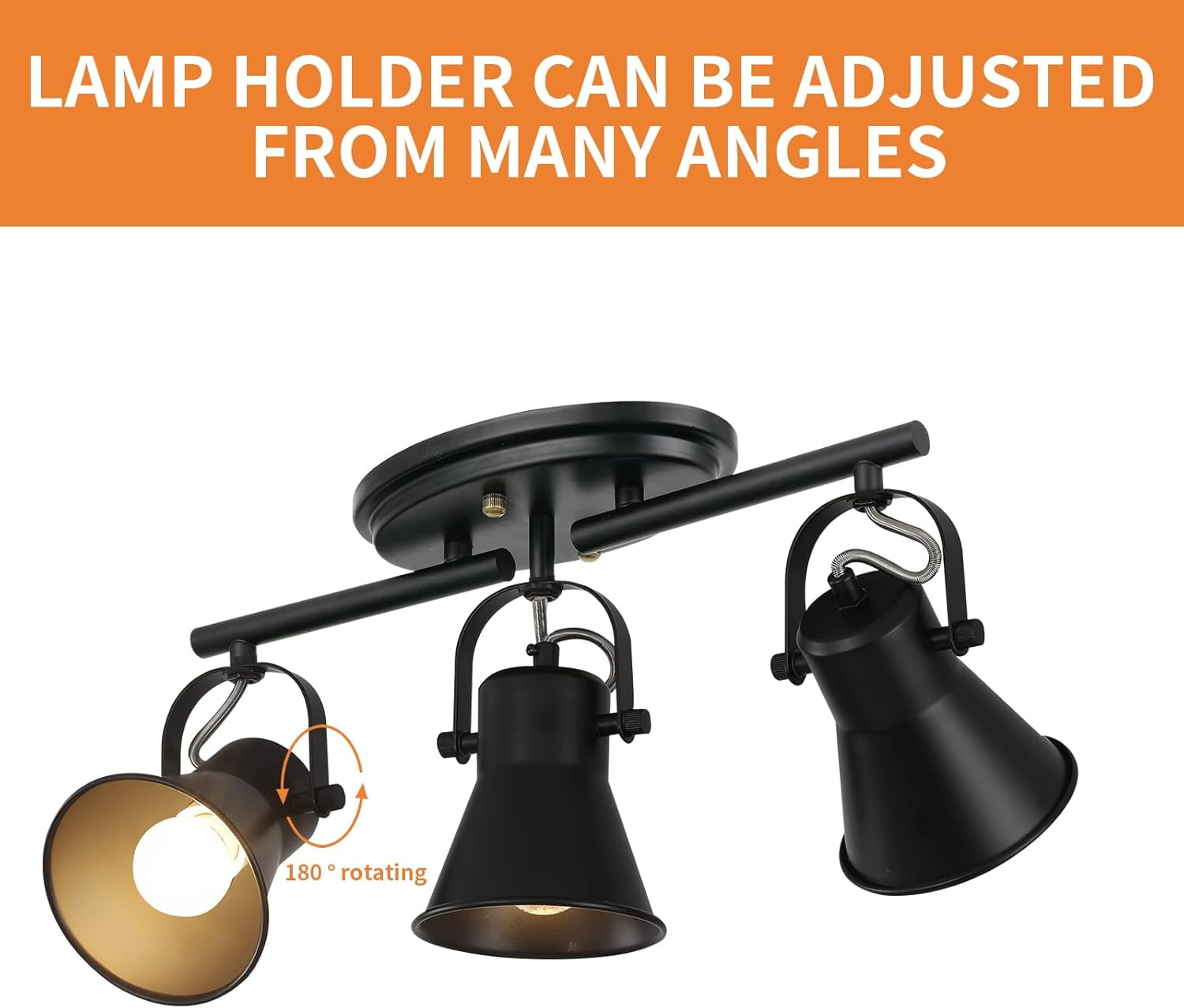 KEESFU 3-Light Ceiling Track Lighting Fixture, Black Adjustable Spot Head , Modern Track Light for Bathroom Vanity Kitchen Hallway