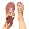 thumbnail image 4 of Caywon Women's Flip Flops Floral Flat Sandals for Women Square Toe Slip on Comfortable Dressy Thong Sandals Beach Wedding Shoes, 4 of 6