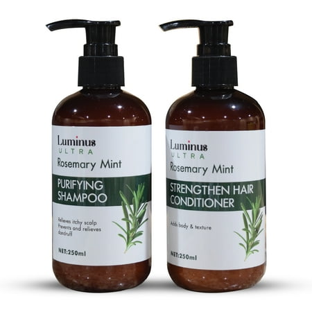 Luminus ULTRA Rosemary Mint Strengthening Shampoo and Conditioner Set, Hair Regrowth, Hydrating, Frizz Control, Detoxifying, Volumizing Shampoo- All Hair Types 16.9 fl.oz ×2