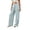 Green #046, variant on Striped Linen Pants Women Elastic Waist Boho Beach Harem Pants Summer Casual Flowy Wide Leg Palazzo Pant, M