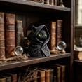 thumbnail image 5 of Gothic Mysterious Cape Black Cat Statue Cloaked Cat Figurine Dark Art Sculpture for Home Living Room Office Desktop Decor Unique Gift for Cat Lovers,Yellow, 5 of 5