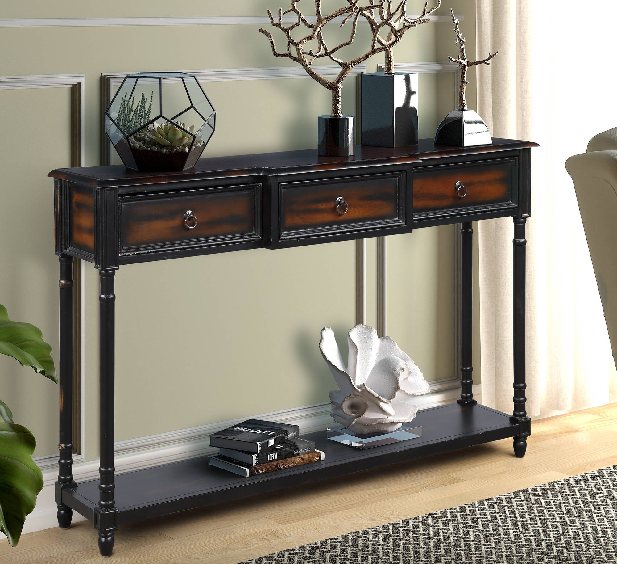 Tall Console Table with Bottom Shelf, SEGMART 52'' x 11.5'' x 34