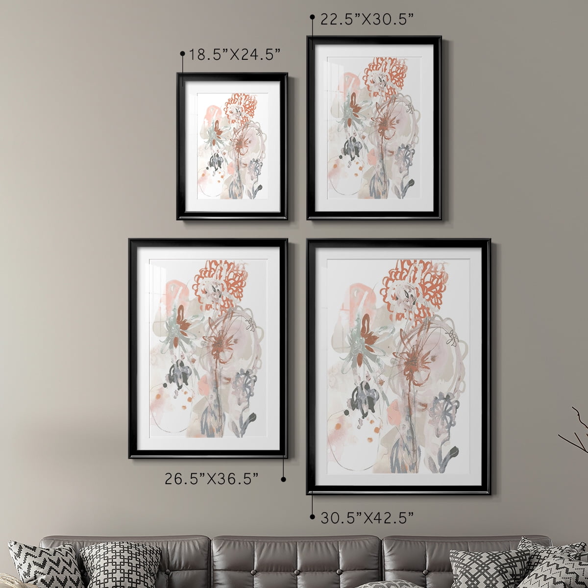 Wexford Home Petal Drift III Premium Framed Print, 26.5" x 36.5" - Ready to Hang, Black (Set of 2)