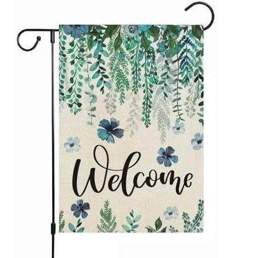 Spring Floral Garden Flag 12x18 Vertical Double Sided Burlap,Welcome Flower Summer For Farmhouse Rustic Yard Outside Outdoor House Decoration