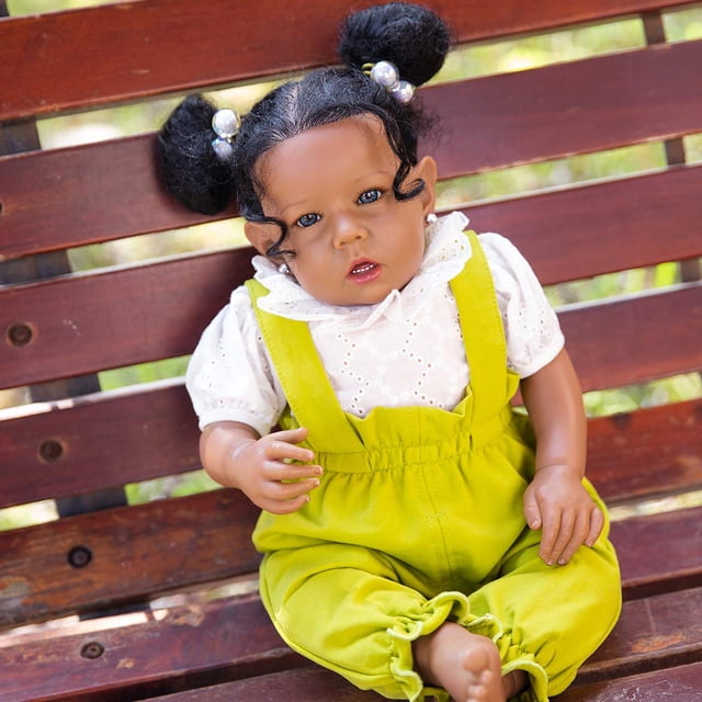 Muñeca Reborn Rebornova Black Girl de 51 cm con cuerpo suave