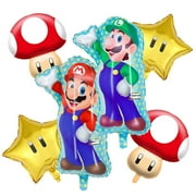6 PCS 23 Inch Mario Balloons Mario Star Balloons Luigi Balloons Mario Mushroom Balloon