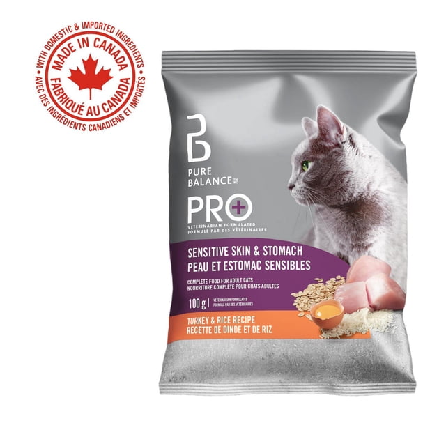 Pure Balance Pro+ Sensitive Skin & Stomach with Turkey & Rice Dry Cat Food 100g
